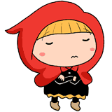 考える赤ずきんのイラスト