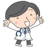 喜ぶ研修医のイラスト