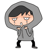  取り乱したように泣く不審者のイラスト