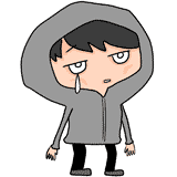 上を向いて泣く不審者のイラスト