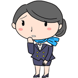 困るキャビンアテンダントのイラスト