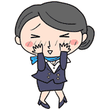 照れるキャビンアテンダントのイラスト