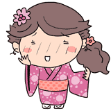 照れる浴衣の女性のイラスト