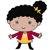 微笑む黒人の女の子のイラスト