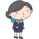 考えるキャビンアテンダントのイラスト