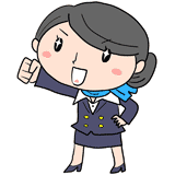 やる気に満ちたキャビンアテンダントのイラスト