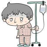 点滴を受ける入院患者の男性のイラスト