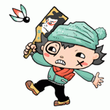羽根つきする男の子のイラスト