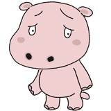 困るカバのイラスト