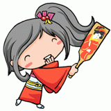 羽根つきする女の子のイラスト