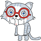 泣く眼鏡の猫のイラスト