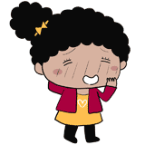 照れる黒人の女の子のイラスト