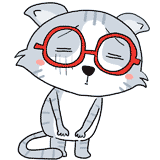落ち込む眼鏡の猫のイラスト