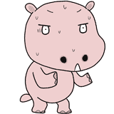 動揺するカバのイラスト