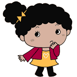 考える黒人の女の子のイラスト