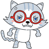 悔しそうに怒る眼鏡の猫のイラスト