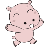 楽しそうなカバのイラスト