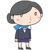 無表情のキャビンアテンダントのイラスト