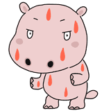 赤い汗をかくカバのイラスト