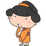 考える江戸の町娘のイラスト