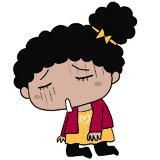 落ち込む黒人の女の子のイラスト
