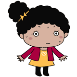 緊張する黒人の女の子のイラスト