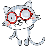 照れる眼鏡の猫のイラスト
