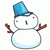 バケツ帽子の雪だるまのイラスト