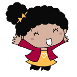 喜ぶ黒人の女の子のイラスト