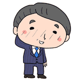 照れる中年サラリーマンのイラスト