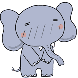 照れる象のイラスト