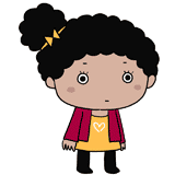 無表情の黒人の女の子のイラスト