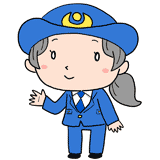 説明する女性警察官のイラスト