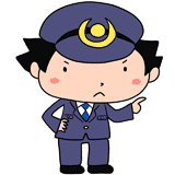指導する男性警察官のイラスト