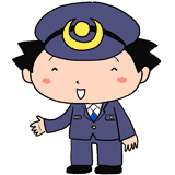 案内する男性警察官のイラスト
