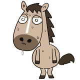 緊張する馬のイラスト