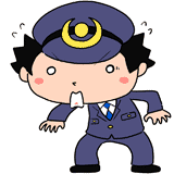 焦る男性警察官のイラスト