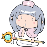 考える白魔法少女のイラスト
