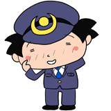 照れる男性警察官のイラスト