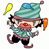 大道芸のピエロのイラスト