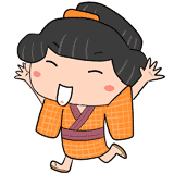 喜ぶ江戸の町娘のイラスト