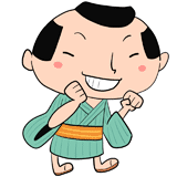 喜ぶ江戸町人の男のイラスト