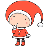考える小さなサンタのイラスト