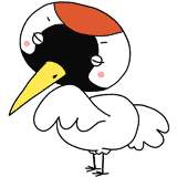 考える鶴のイラスト