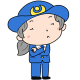 考える女性警察官のイラスト