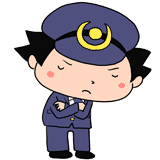 考える男性警察官のイラスト