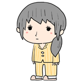 無表情のパジャマの女性のイラスト