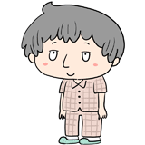 笑顔のパジャマの男性のイラスト