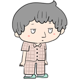 無表情のパジャマの男性のイラスト