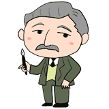 ペンを持つ夏目漱石のイラスト